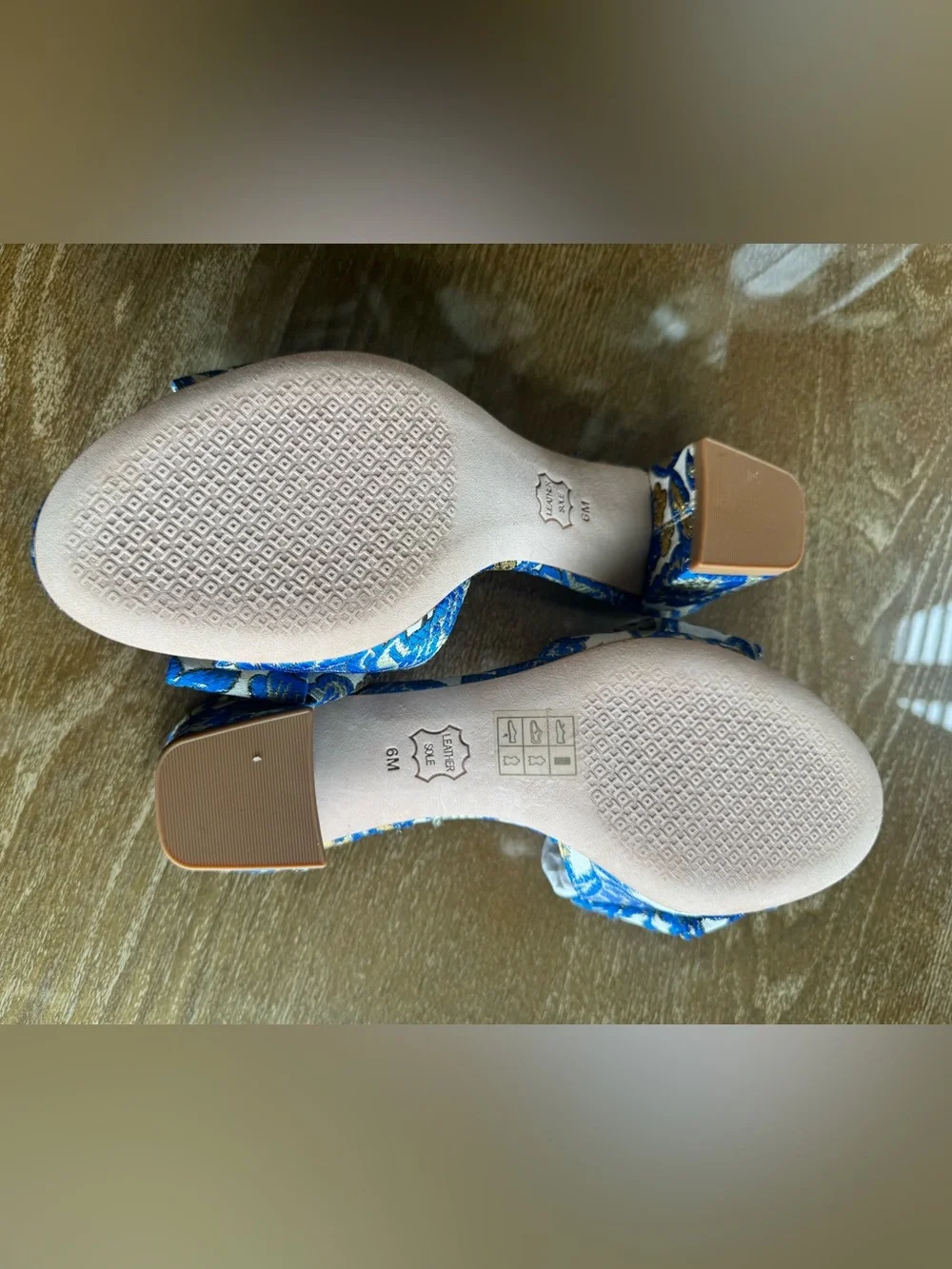 Tory Burch Valentina Brocade Crystal Bow Slide Sandals Blue Gold Size 6
